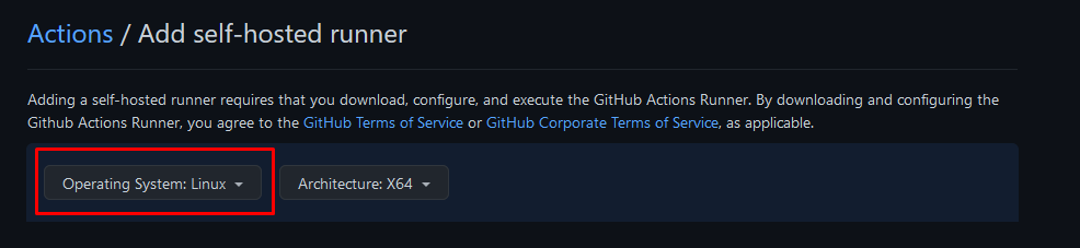 Github actions runner operating system